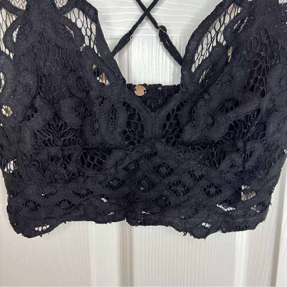 Intimately Free People Lace Bralette Black Embroidered Lace Size XS - Picture 6 of 11